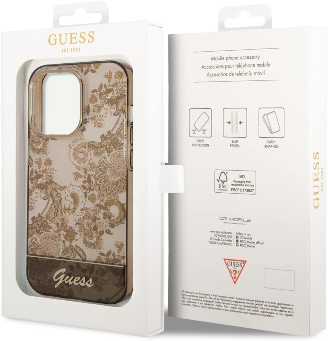 Guess GUHCP14XHGPLHC hülle für iPhone 14 Pro Max 6, 7" Ochre hardcase Porcelain Collection, schwarz