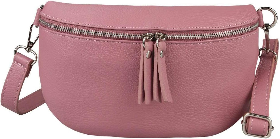 OBC Made in Italy Damen Leder Tasche Handytasche Gürteltasche Crossbody Hüfttasche Bauchtasche Umhän