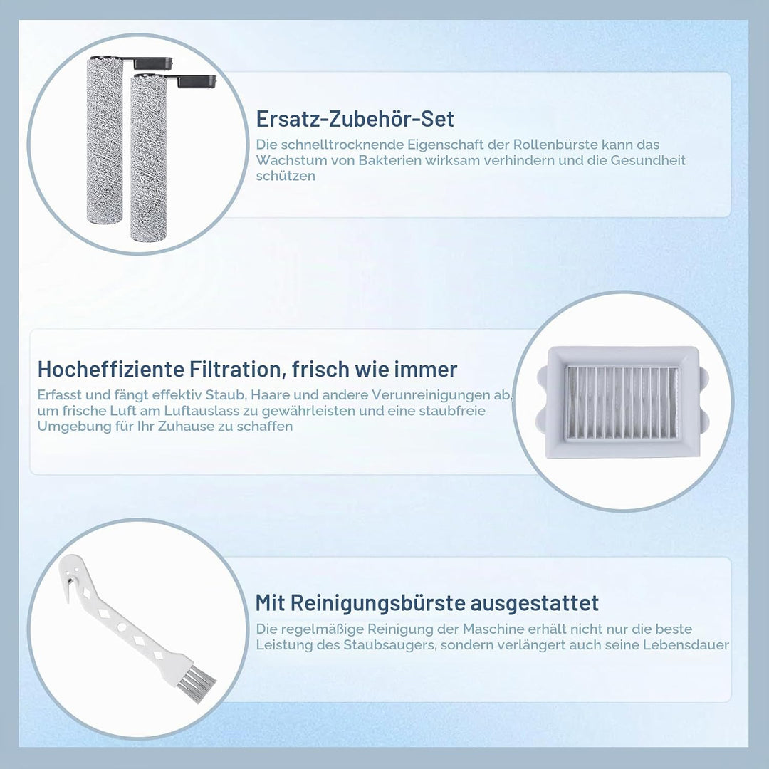 Bürstenrolle Filter Ersatzteile für Roborock Flexi/Flexi Pro Nass-Trocken-Sauger Zubehör (2 Bürstenr