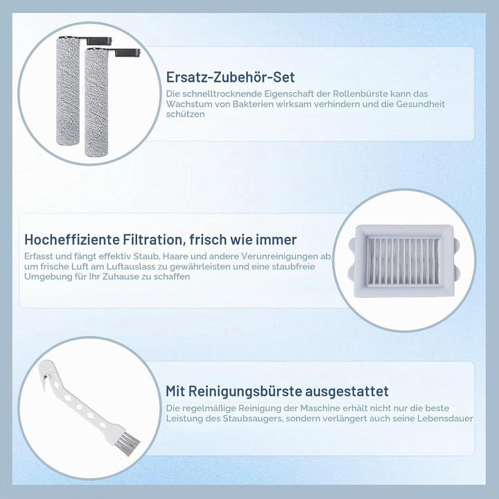 Bürstenrolle Filter Ersatzteile für Roborock Flexi/Flexi Pro Nass-Trocken-Sauger Zubehör (2 Bürstenr