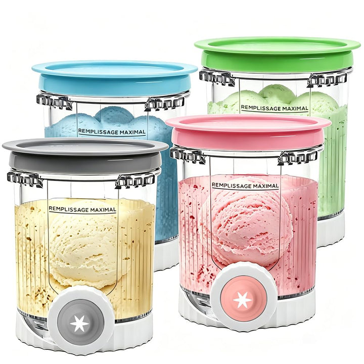 4 Stück Ninja Swirl Creami Behälter, 480 ml Eisbehälter für Ninja Creami NC701 & NC700 Serie Eismasc