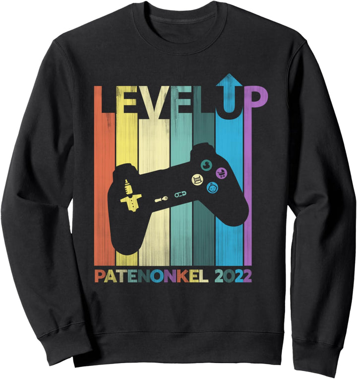 Ich werde Patenonkel 2022 Level Up Gamer Retro Vintage Stil Sweatshirt
