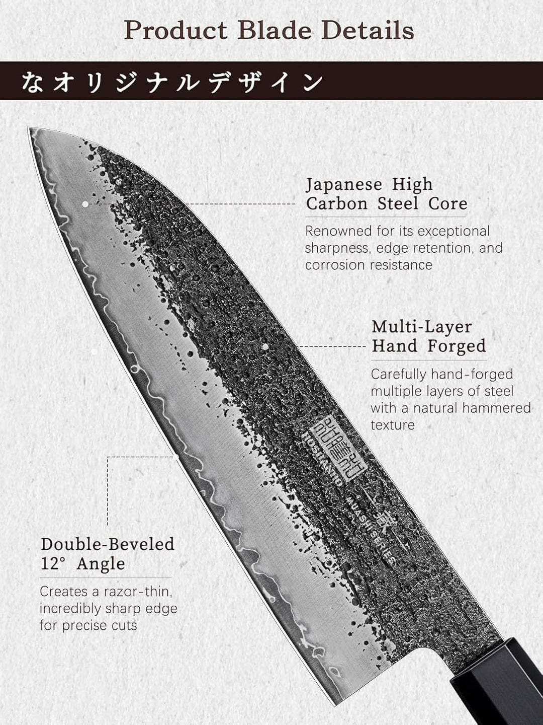 HOSHANHO Santoku Messer 18 cm, Japanisches Handgeschmiedetes Kochmesser, Ultrascharfes Küchenmesser