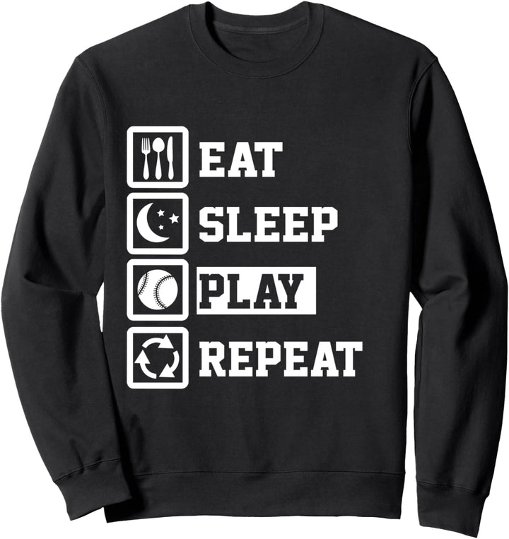 Eat Sleep Baseball Repeat Funny Baseball Sweatshirt