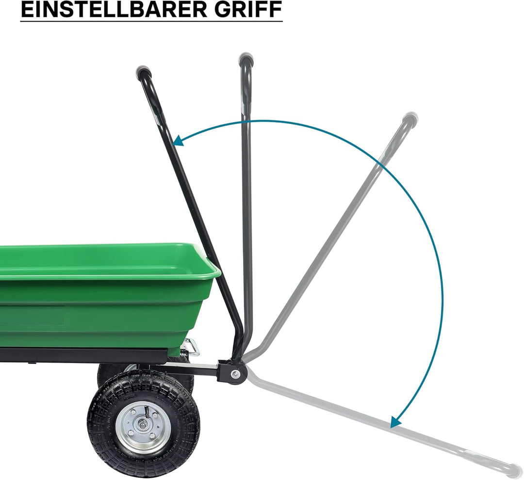 Wiltec Gartenwagen mit Kippfunktion bis 240 kg, Handwagen mit 75 l Volumen, Bollerwagen für Gartenar