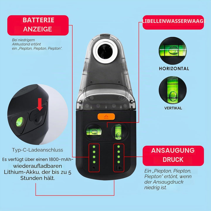 Elektrischer Bohrstaubabsauger Laser 3-in-1 5KG Tragfähigkeit Wandmontage Laser-Wasserwaagenhalter 2