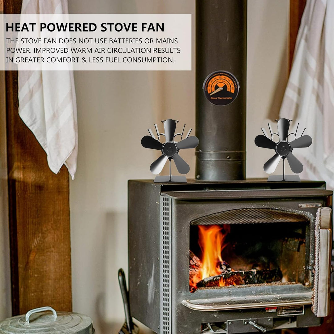 Pssopp Holzofenventilator, 5 Flügel, Wärmebetriebener Ofenventilator, Grosser Luftstrom, Kaminventil