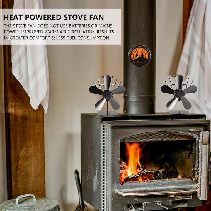 Pssopp Holzofenventilator, 5 Flügel, Wärmebetriebener Ofenventilator, Grosser Luftstrom, Kaminventil