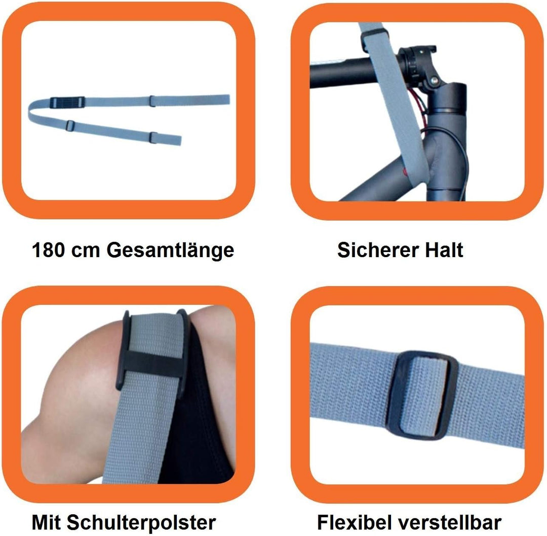 LANCO LI-0230 Universal Tragegurt für E-Scooter, E-Roller, Kinderbuggy - bis 40kg belastbar - variab