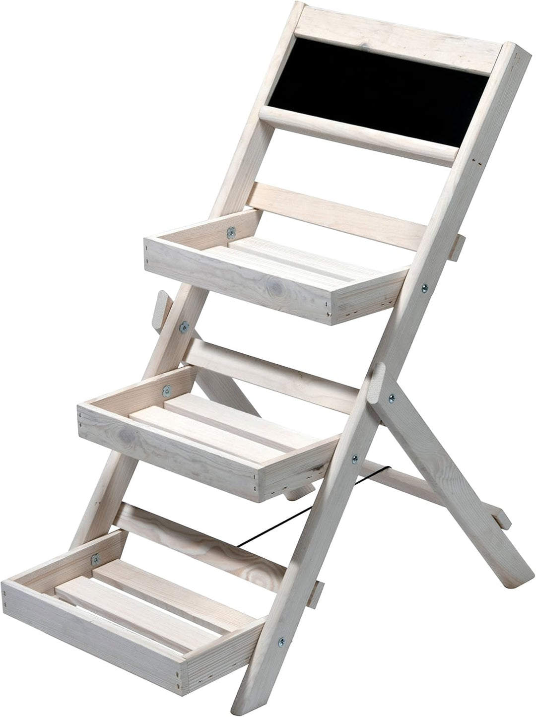 dobar® 29402FSC Blumentreppe 3-stufig mit Kreidetafel | Kompaktes Blumenregal zum Klappen | Blumenle