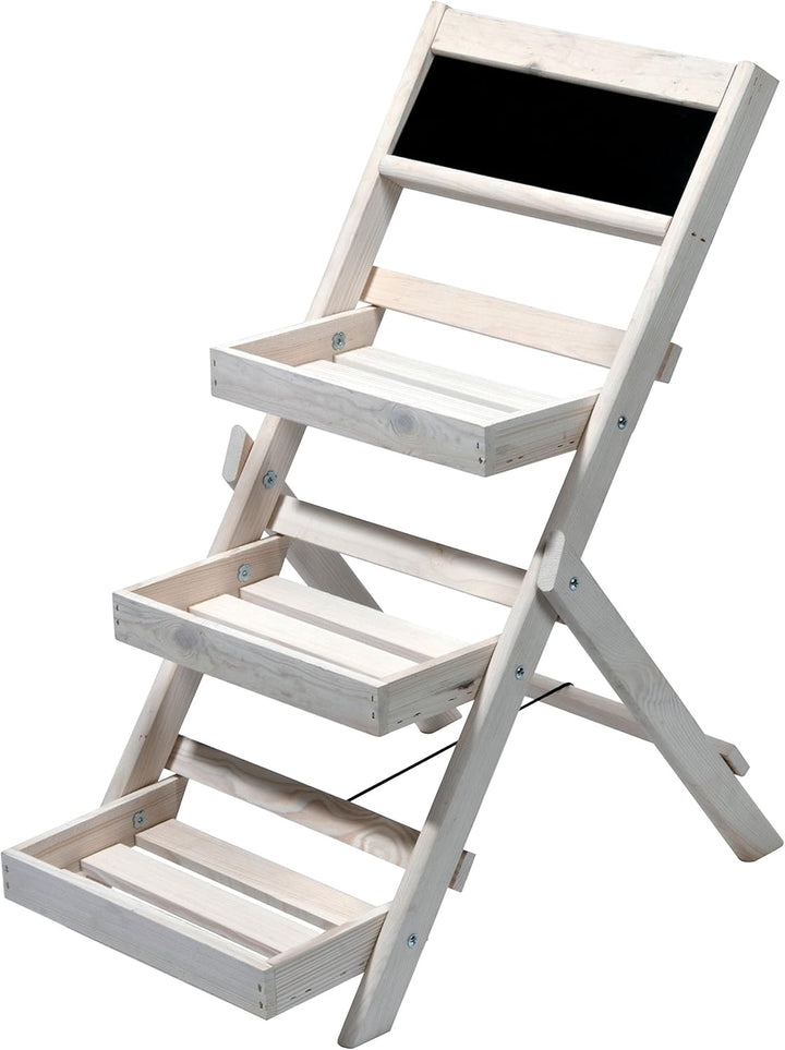dobar® 29402FSC Blumentreppe 3-stufig mit Kreidetafel | Kompaktes Blumenregal zum Klappen | Blumenle