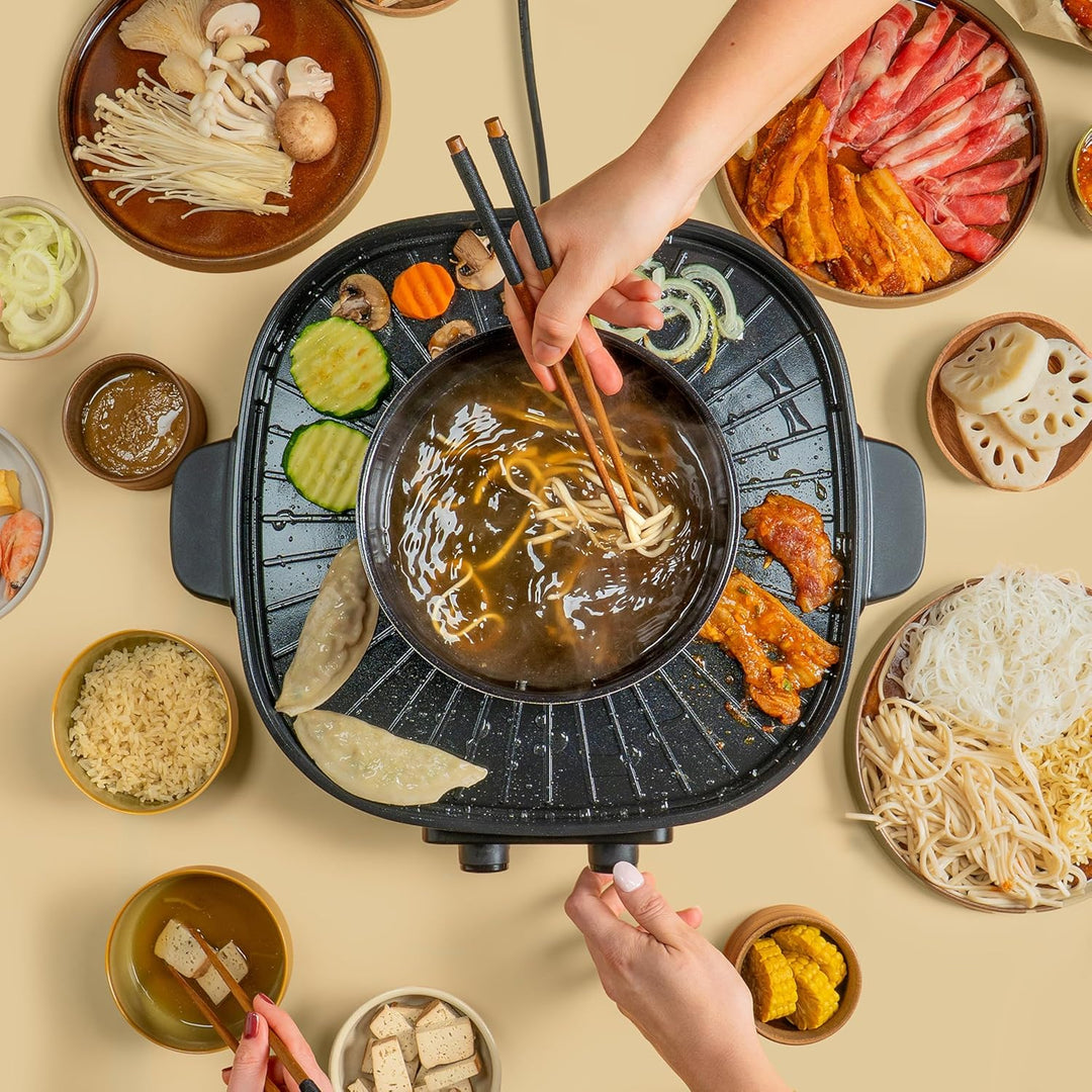 REISHUNGER Elektrischer Hot Pot mit Grillfunktion – für 2-4 Personen – 2 Liter Füllvolumen – Hot Pot