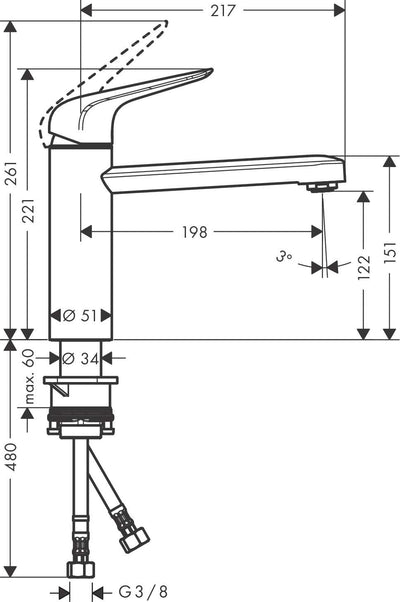 hansgrohe Küchenarmatur (Wasserhahn Küche 360° schwenkbar, hoher Komfort-Auslauf 120mm, Standardansc