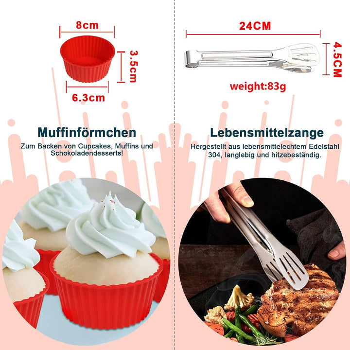 Goodpejine 9PCS 20CM Airfryer Zubehör Set für Philips 2000 Series 4,2L (NA229/00), Russell Hobbs L 4