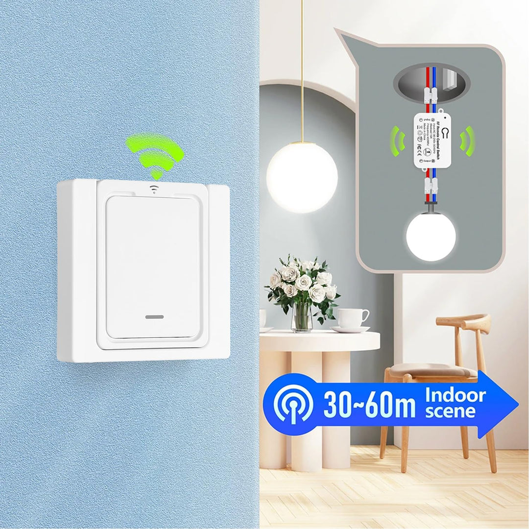 Tedeligo Funkschalter Licht Set, AC220V 230V 2000W drahtloser Funkempfänger Abnehmbare drahtlose Lic