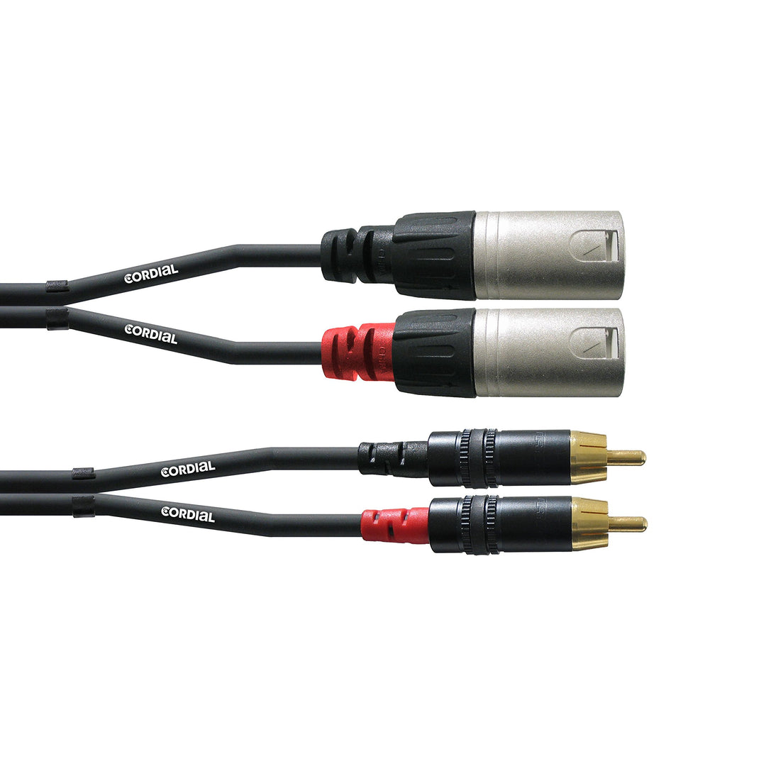 CORDIAL Kabel audio doppelt XLR male/Rca 3 m Kabel AUDIO Essentials RCA 3 M Single Noir, 3 M Single