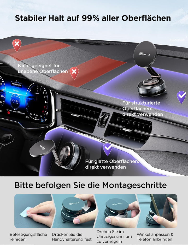 Handyhalterung Auto Magnet für Magsafe Autohalterung, 2026 Upgraded Vmag-S2 Handyhalter Auto Magneti