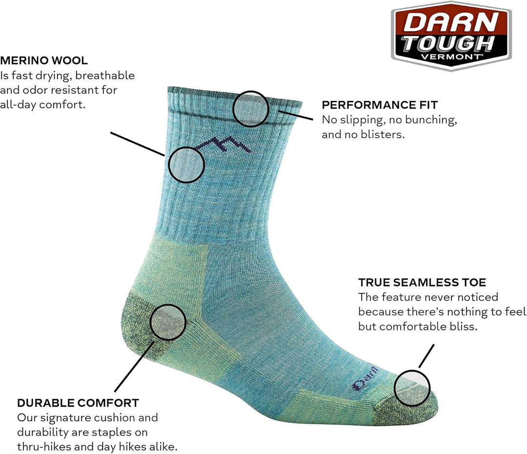 Darn Tough Hiker Micro Crew Midweight Socke mit Kissen - Damen M taupe, M taupe