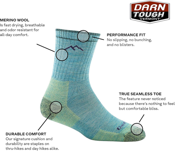 Darn Tough Hiker Micro Crew Midweight Socke mit Kissen - Damen M taupe, M taupe