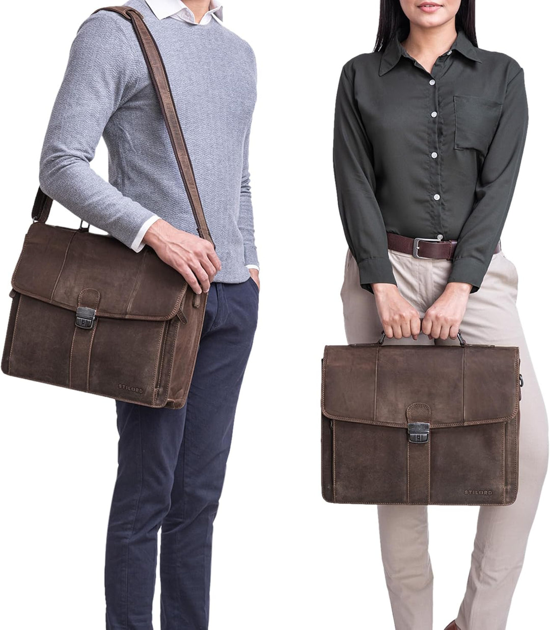 STILORD 'Havanna' Leder Businesstasche A4 Gross Klassische Aktentasche Arbeitstasche Abnehmbarer Sch