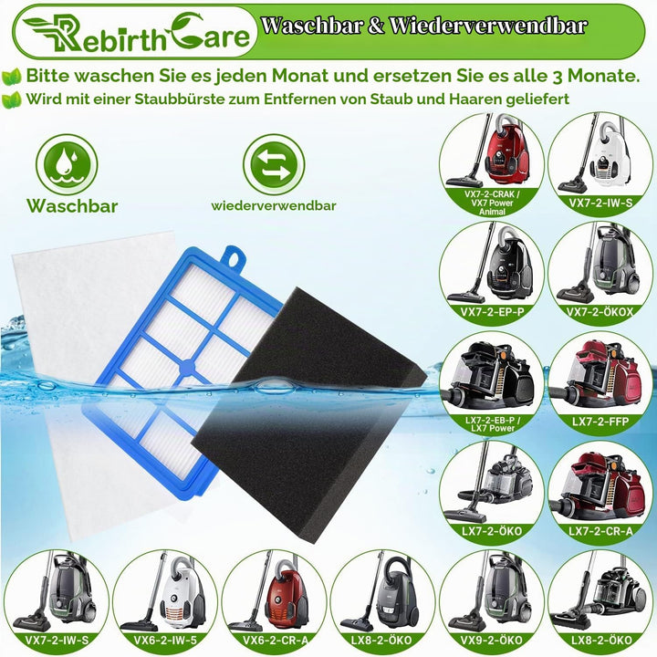 Rebirthcare filter für aeg ausk11 performance kit lx7 lx8 allergy plus filter ef129 ersatzfilter für