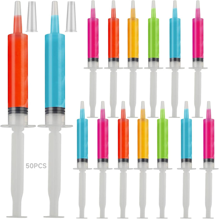 50 Stück Jelly Shot - 20ml Spritzen mit Tip Cap Wiederverwendbare Plastikspritzen für Flüssigkeiten,