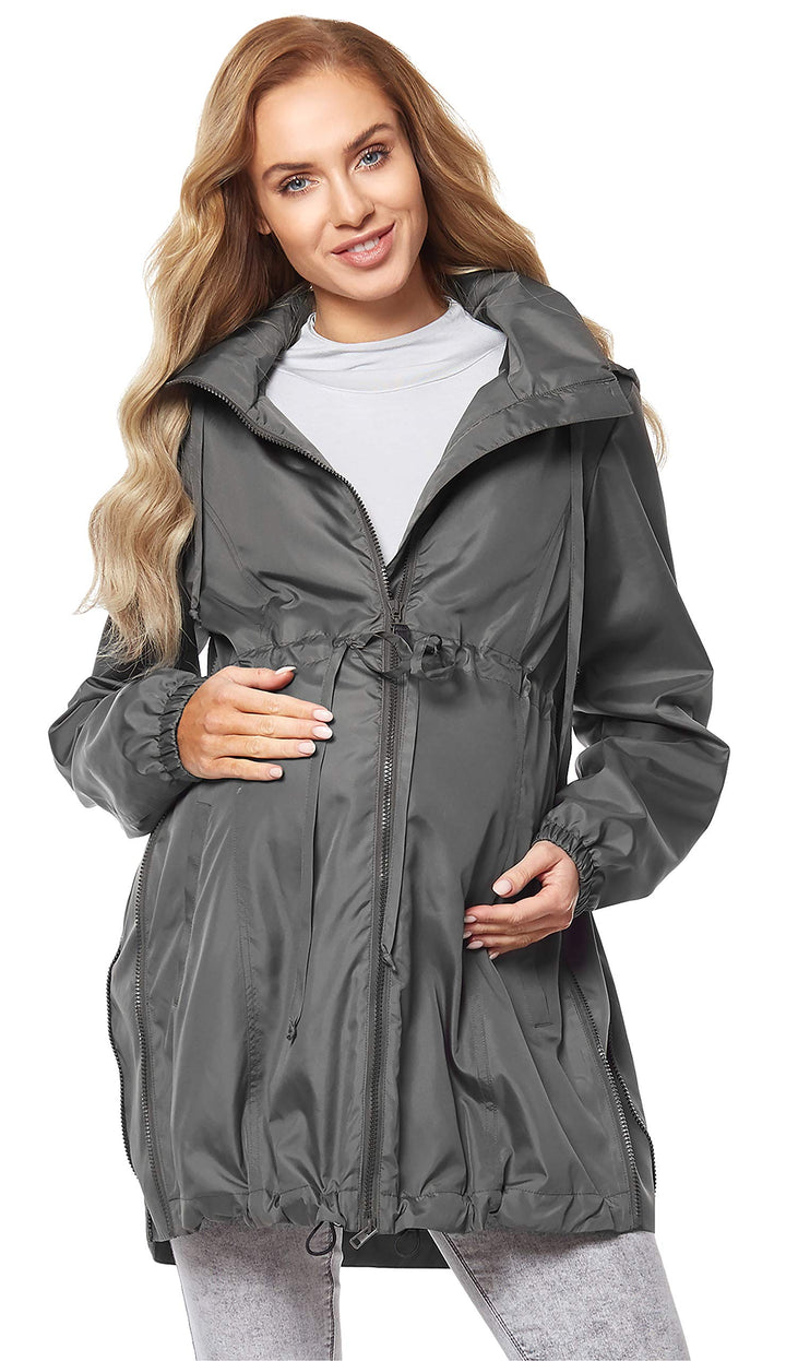 Be Mammy Damen Parka Übergangsjacke Herbstjacke Umstandsjacke BE20-213 42 Grau, 42 Grau