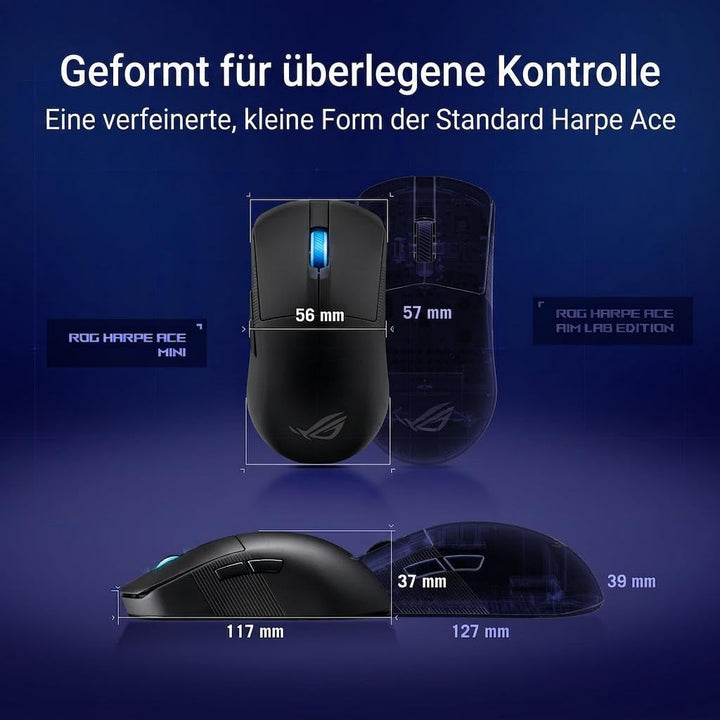 ASUS ROG Harpe Ace Mini ultraleichte E-Sport Gaming Maus (49 Gramm, ROG Micro-Switches, SpeedNova-Wi