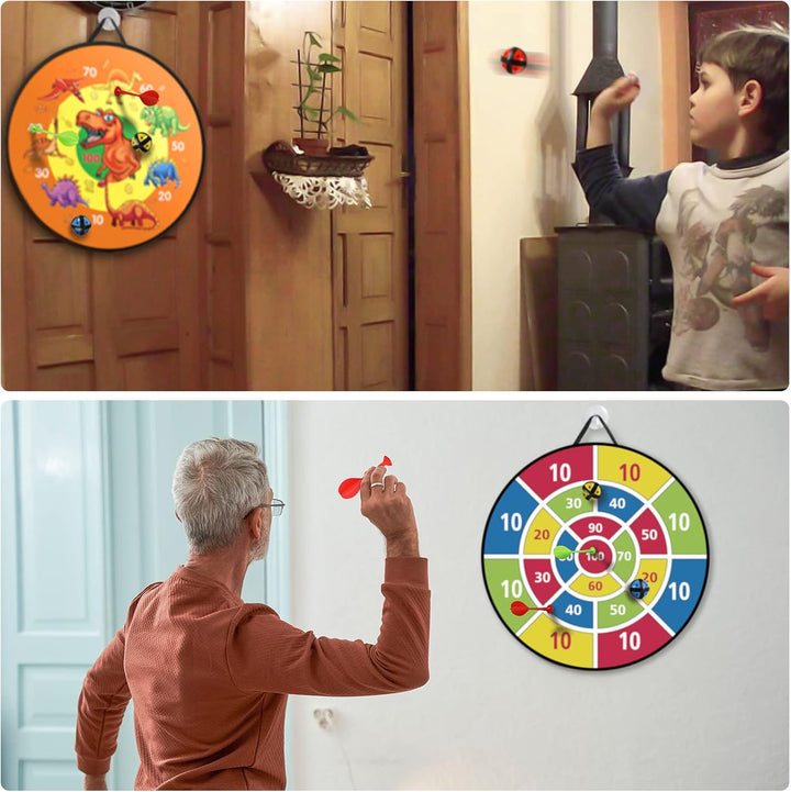 Dartscheibe für Kinder - 26 inches, Montessori Spielzeug Dinosaurier Thema Dart Board mit 12 Bällen