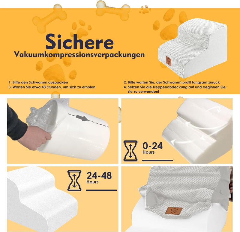 Myiosus Hundetreppe für Kleine Hunde, 2 Stufen Hunderampe für Sofa Bett, 30cm Hoch Wasserfest Hausti