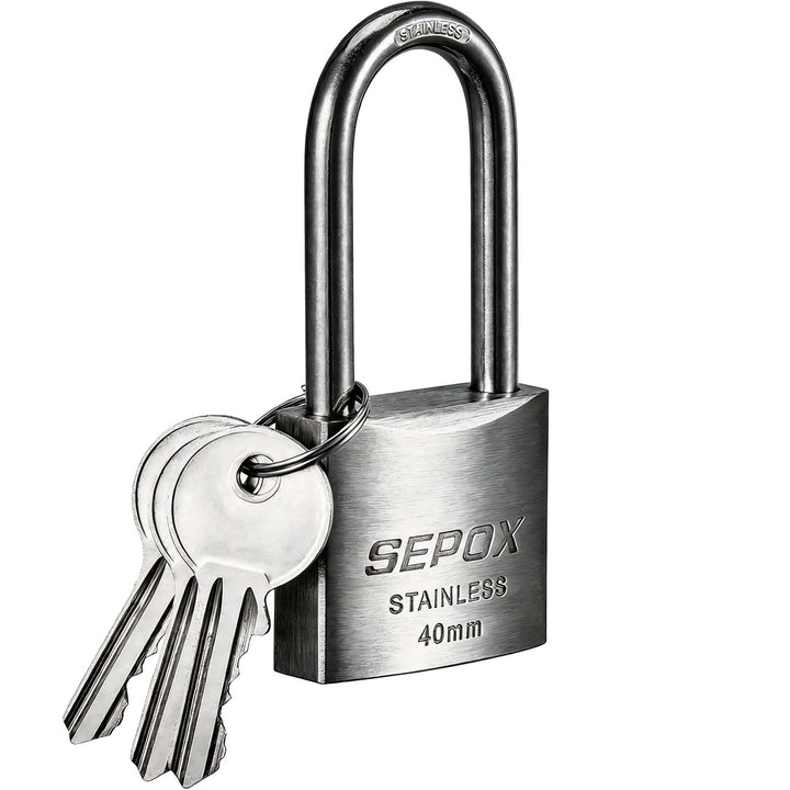 SEPOX® 40mm Edelstahl Vorhängeschloss mit Schlüssel für Aussenbereich, Wetterfestes, Schwerlastiges,