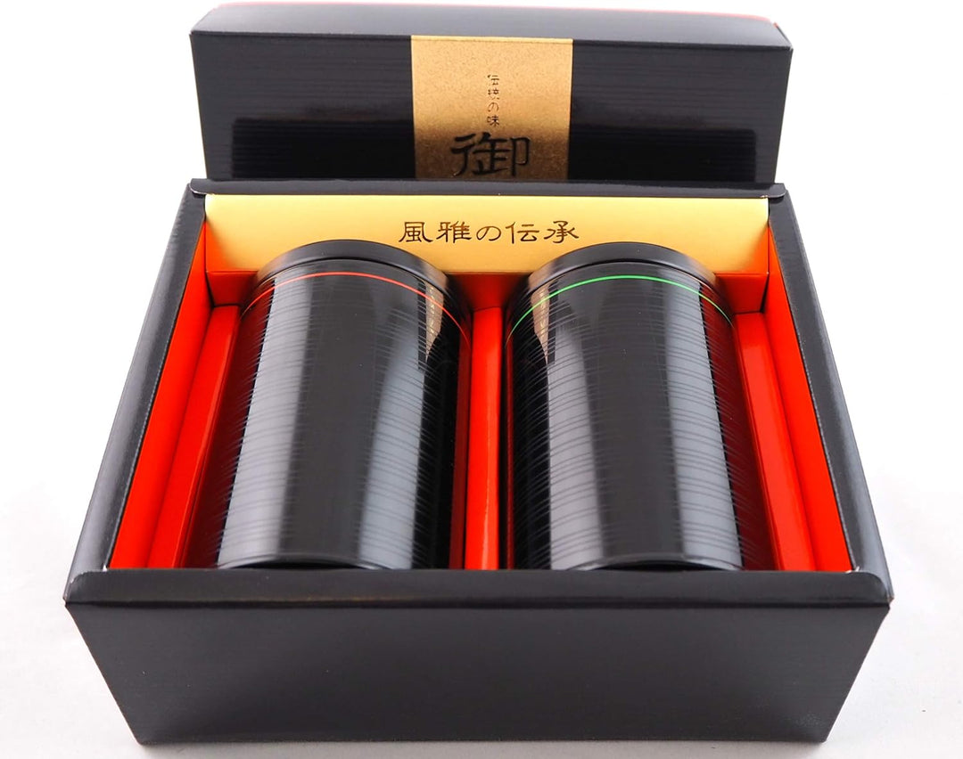 Teedosen-Set ITOURUSHI hergestellt in Japan Geschenk-Set in Schwarz Ø 7,8 cm, H. 12 cm für je ca. 15