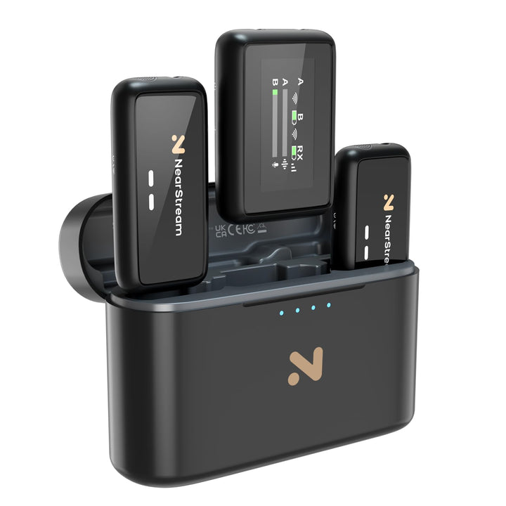 NearStream Wireless Lavalier Mikrofon für Android, iOS,Kamera,PC,iPhone,kabelloses Ansteckmikrofonsy