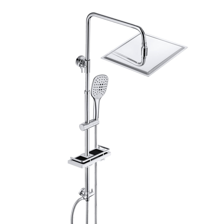 JOHO Edelstahl Regendusche Duschsystem Duschset Duschstange mit Ablage Chrom(Kopfbrause 25x25cm) 252