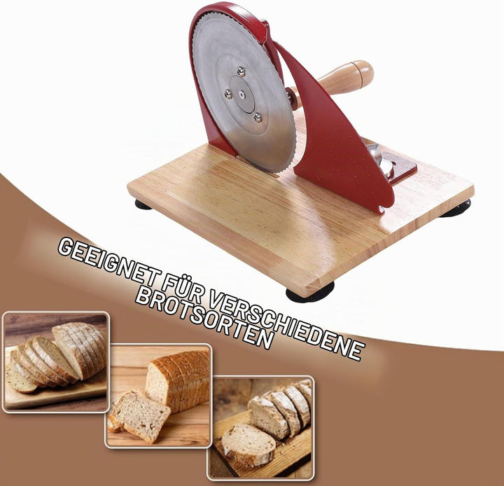 Handkurbel -Brotschneidemaschine, Hölzerne Basis -Design -Schnittblätter Einfach zu Bedienen Tragbar