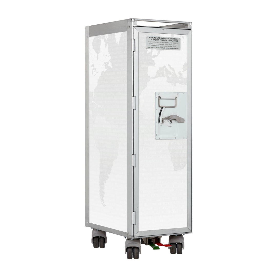 Flugzeugtrolley Weltkarte Airlinegrau, Gebrauchtes Original aus der Luftfahrt - ausgemustert und hoc