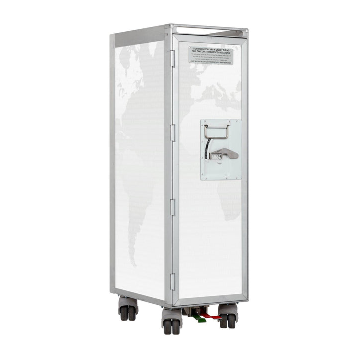 Flugzeugtrolley Weltkarte Airlinegrau, Gebrauchtes Original aus der Luftfahrt - ausgemustert und hoc