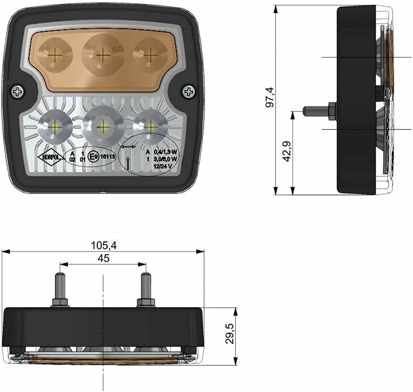 MelTruck® 2x LED Positionsleuchte und 2x LED Rückleuchte Bremsleuchte Blinker Anhänger LKW PKW