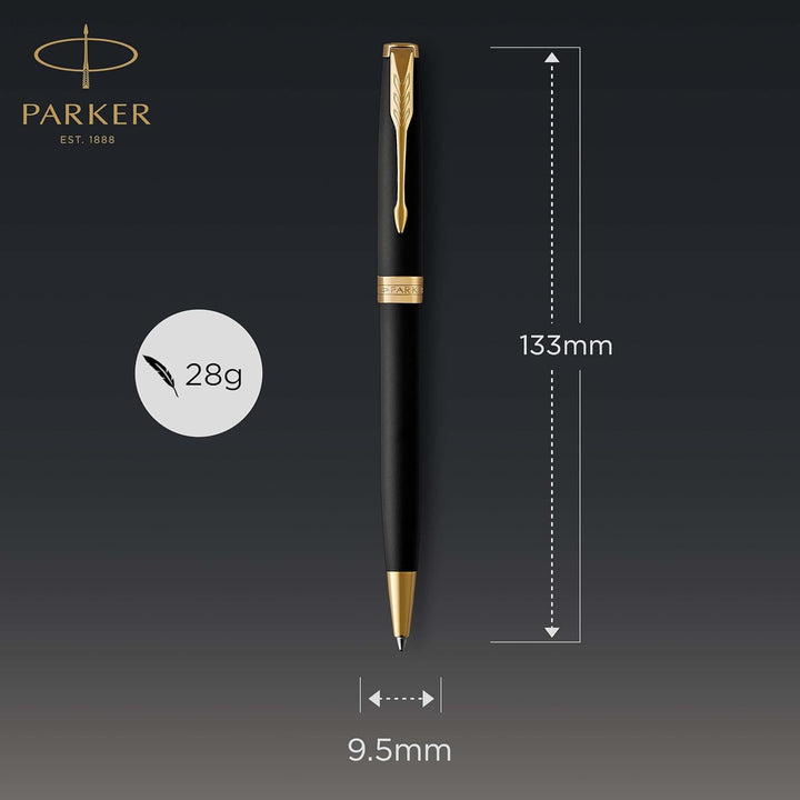 Parker Sonnet Kugelschreiber | Matt-Schwarze Lackierung mit Goldzierteilen | Mittlere Spitze | schwa