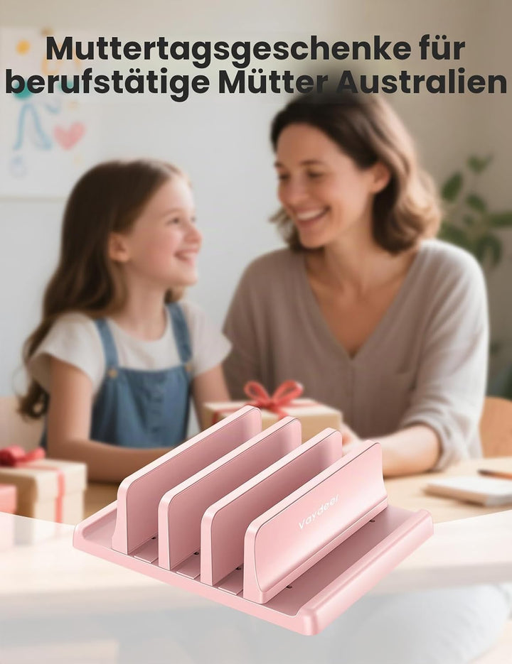 VAYDEER Vertikaler Laptopständer - Platzsparend &amp; Verstellbar, 5-in-1, 3 Steckplätze, für MacBook, N