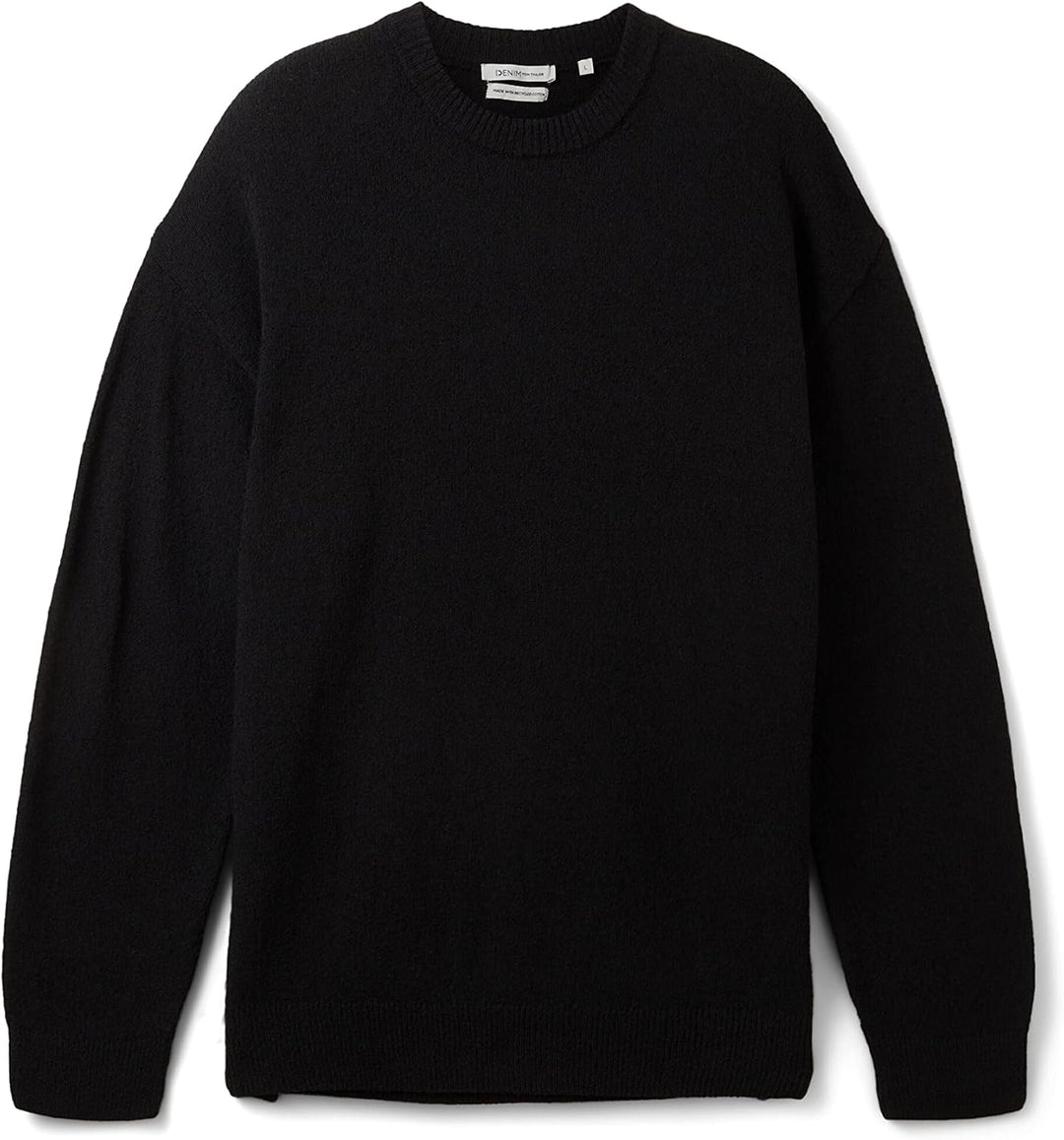 TOM TAILOR Denim Herren Relaxed Fit Bouclé Strickpullover XL 29999 - Black, XL 29999 - Black
