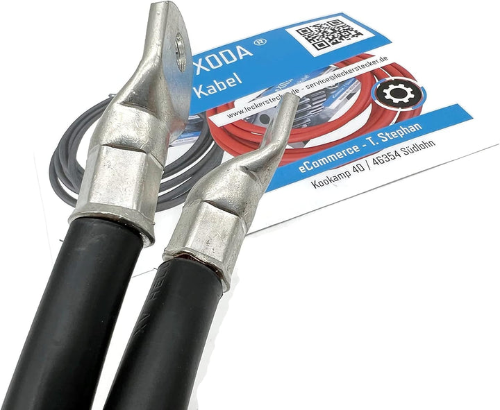 eXODA Batteriekabel 70 mm² 1,8m Kabelschuhe M8 und M10 Schwarz flexibles Kabel mit 99 Prozent Kupfer