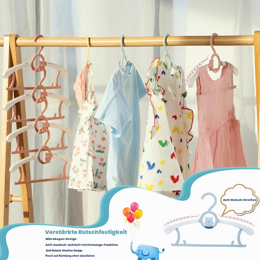 JSF Babykleiderbügel,Mitwachsende kleiderbügel KinderSet20 Stapelbare Baby Kleiderbügel mit Bärchen-