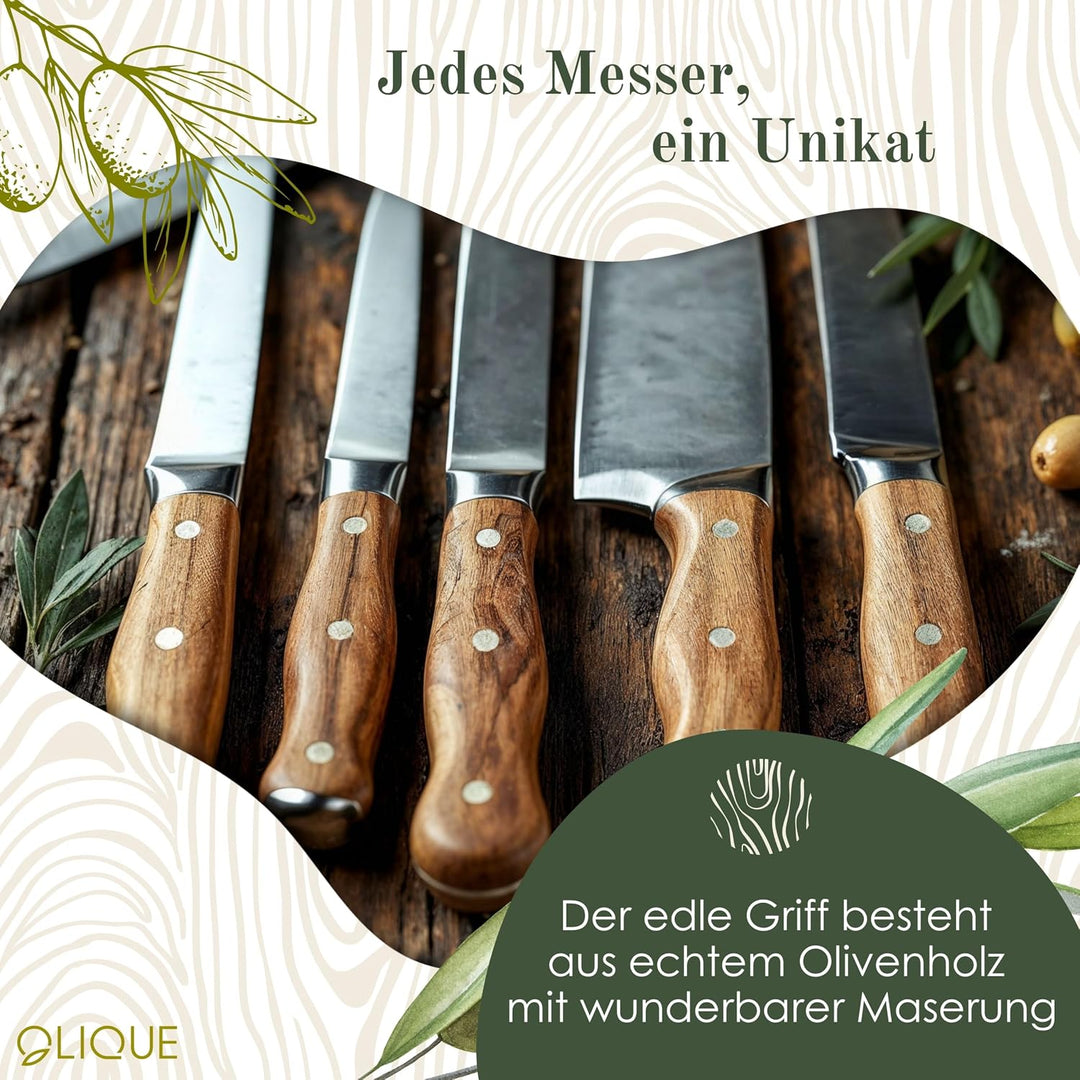 Küchenmesser personalisiert, Olivenholz - Hochwertiges Solinger Kochmesser als individuelles Geschen