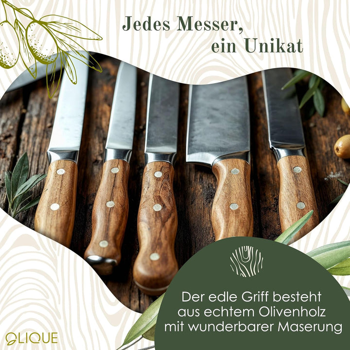 Küchenmesser personalisiert, Olivenholz - Hochwertiges Solinger Kochmesser als individuelles Geschen
