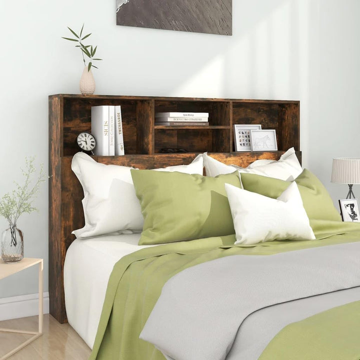 VidaXL Kopfteil mit Ablagen und Regal - Wand-Kopfteil Bücherregal Betthaupt für Schlafzimmer - Räuch