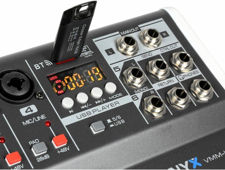 Vonyx VMM-K602 6-Kanal-Mischpult mit Bluetooth und Effekten