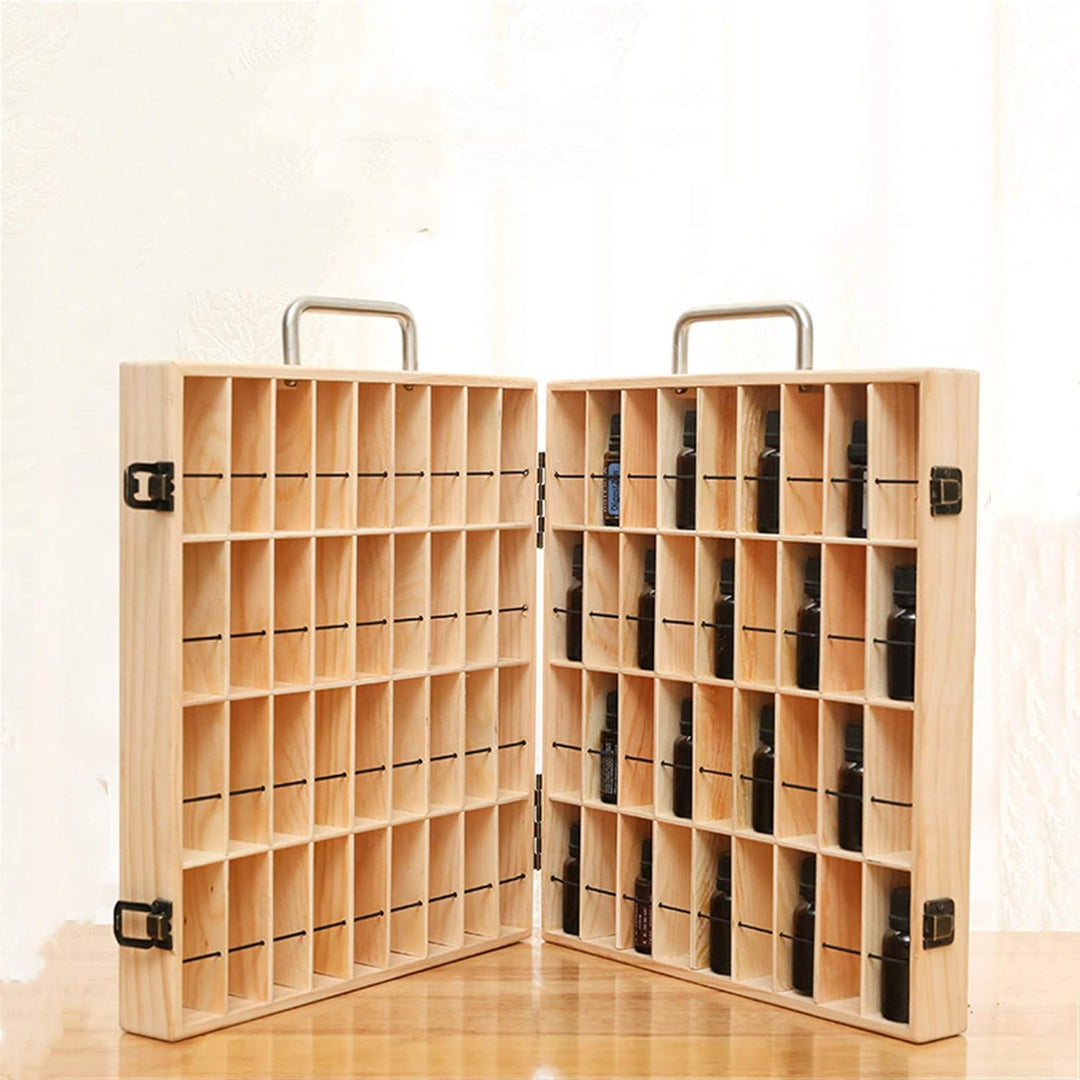 CHSEEO Ätherisches Öl Display Box Halter Organisator Aufbewahrungsbox 72 Löcher Holzbox Kann Nagella