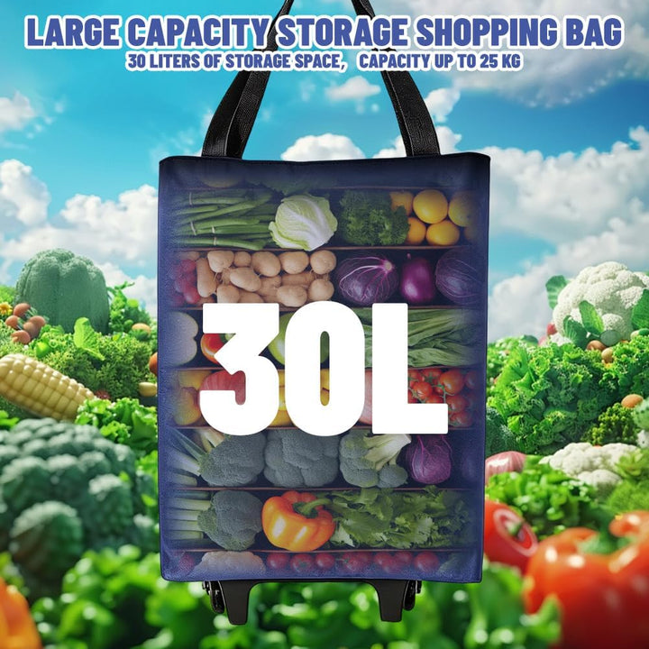Einkaufstrolley Klappbar 30L, 2-in-1 Einkaufswagen Modern mit Tasche, Leichter Shopping Trolley bis