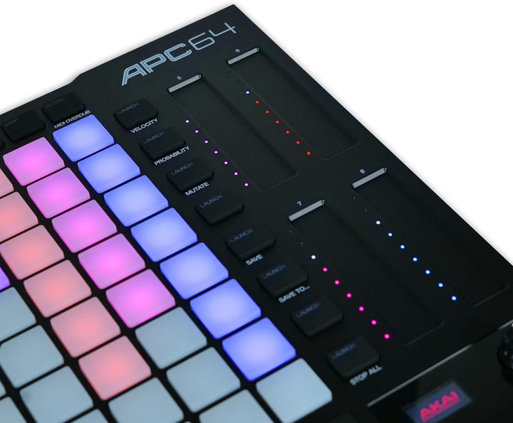Akai Professional APC64 Ableton MIDI Controller mit 8 Touch Strips, Step Sequencer, 64 anschlagsdyna
